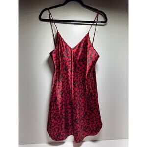 Vintage Alexandra Nicole Nightgown SpagyStrsp Hearts Sz Large Red Black